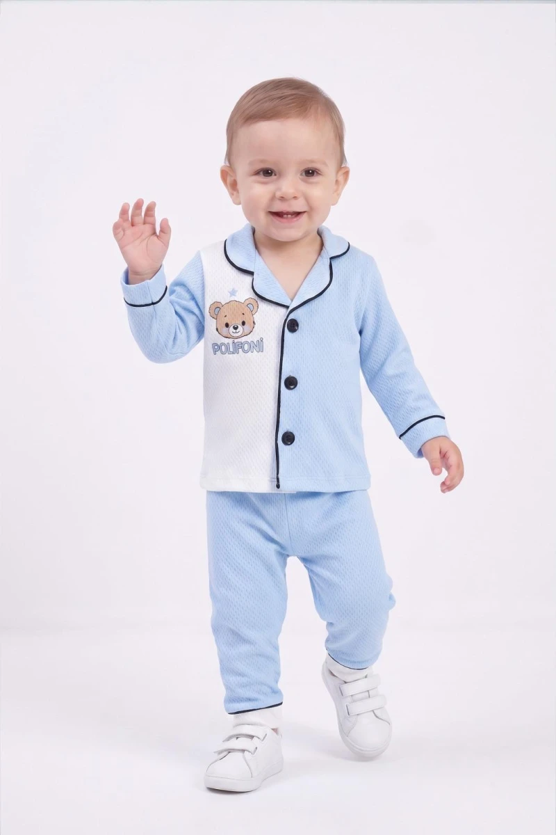 DAMLA DESEN AYICIK YAKALI PİJAMA TAKIMI 4088