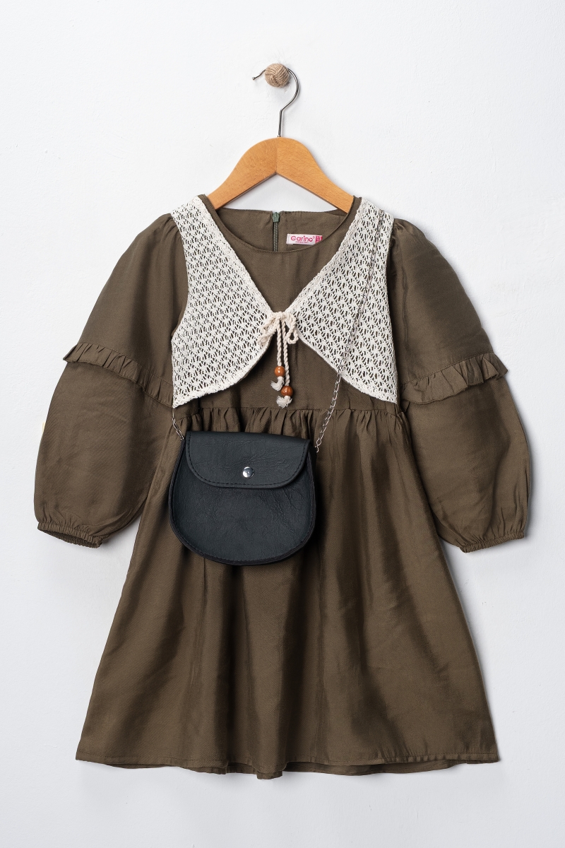 DANTEL YELEKLİ ÇANTALI KIZ ÇOCUK ELBİSE 4394