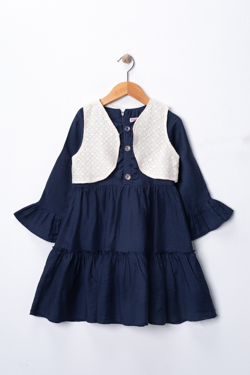 DANTEL YELEKLİ KIZ ÇOCUK ELBİSE 4440