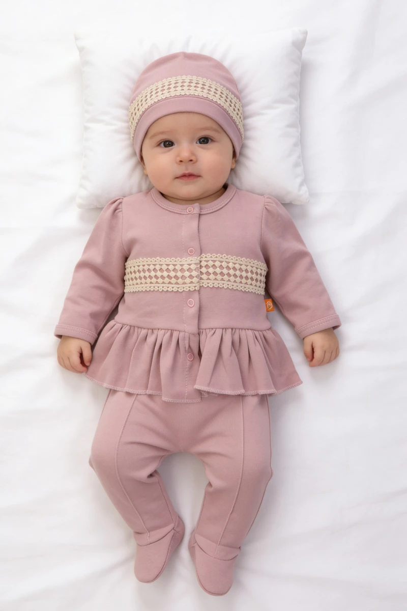 DANTELLİ PAMUKLU 5 Lİ KIZ BEBE ZIBIN SETİ 6262