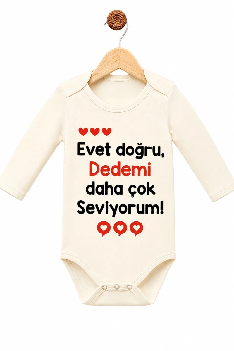 DEDEMİ DAHA ÇOK SEVİYORUM BASKILI PAMUKLU BADİ 3262
