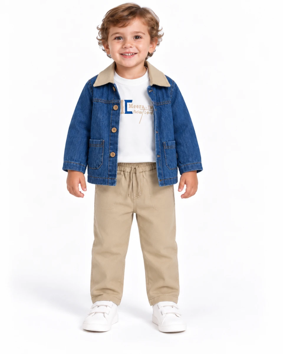 DENİM CEKETLİ 3 LÜ ERKEK BEBE TAKIM 10017