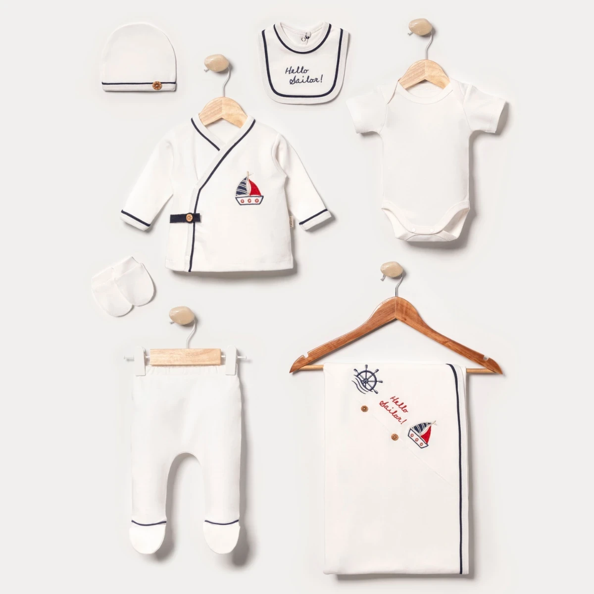 DENİZCİ PAMUKLU ERKEK BEBE 7 Lİ ZIBIN SET 3054