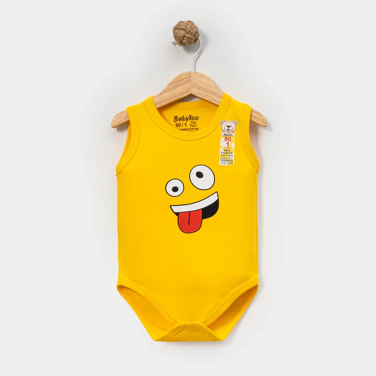 DİLİ ÇIKIK EMOJİ BASKILI ASKILI BEBE ÇITÇITLI BADİ 734502