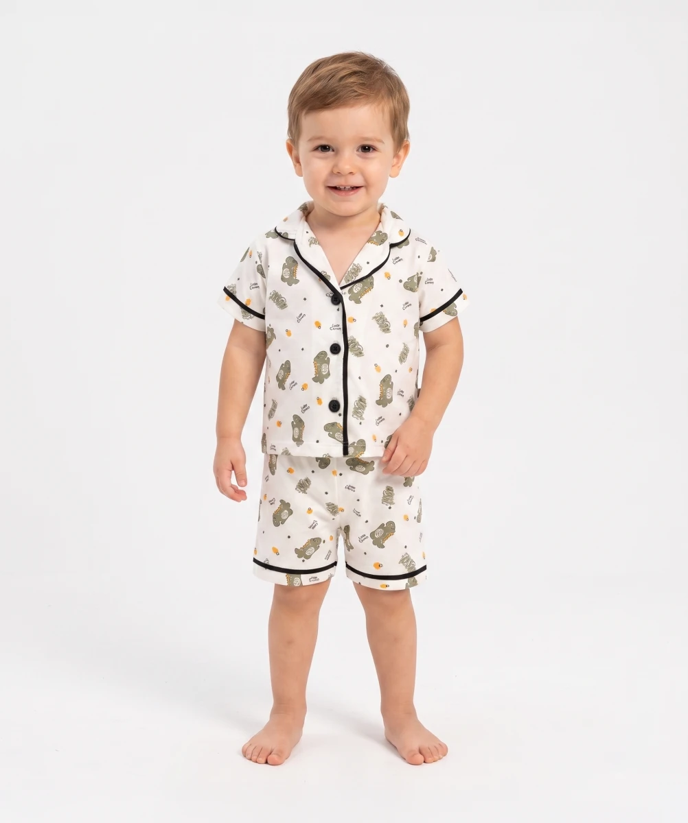 DİNO BASKILI ERKEK BEBE PİJAMA TAKIMI 6077