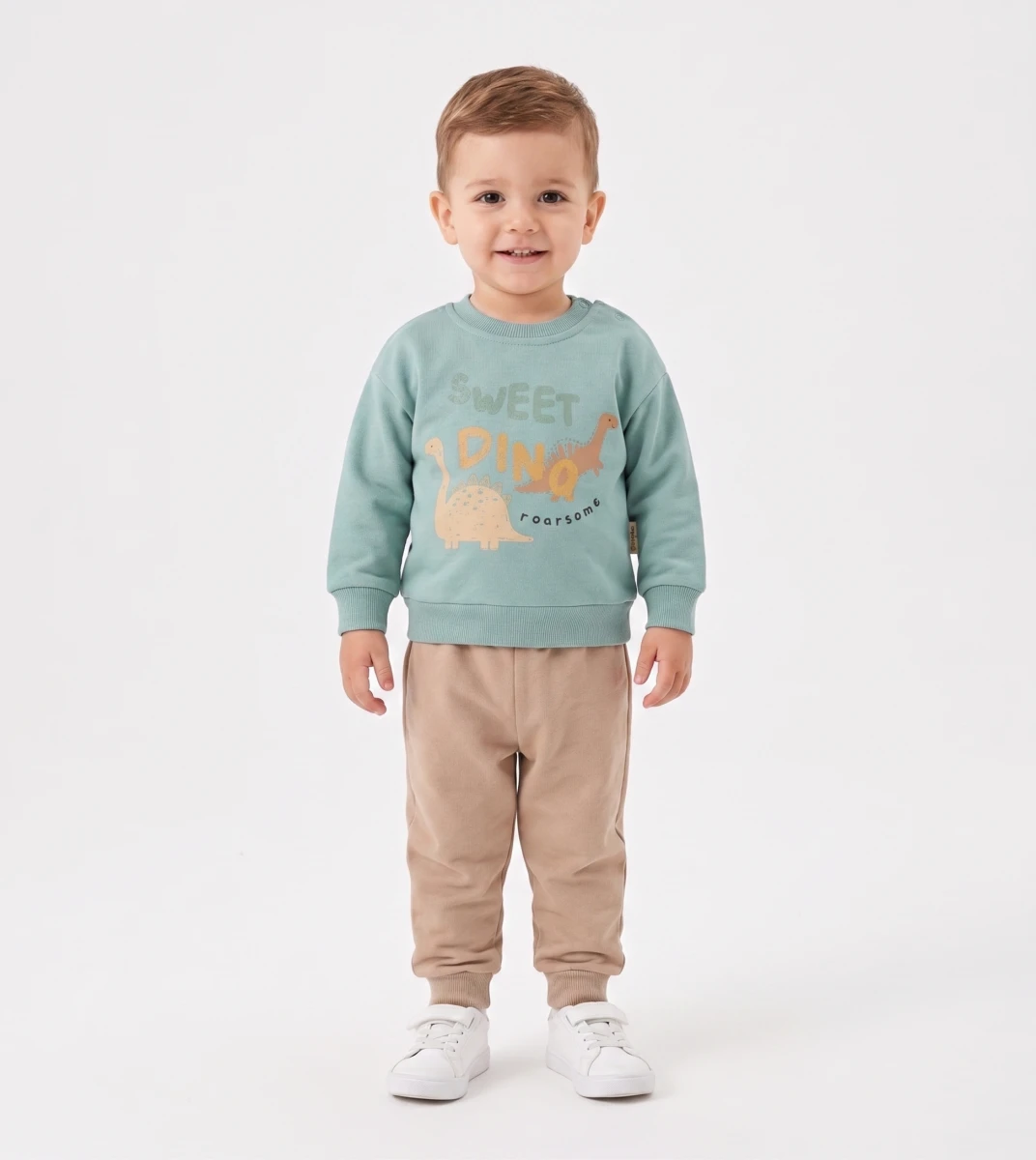 DİNO BASKILI İKİLİ ERKEK BEBE TAKIM 3354