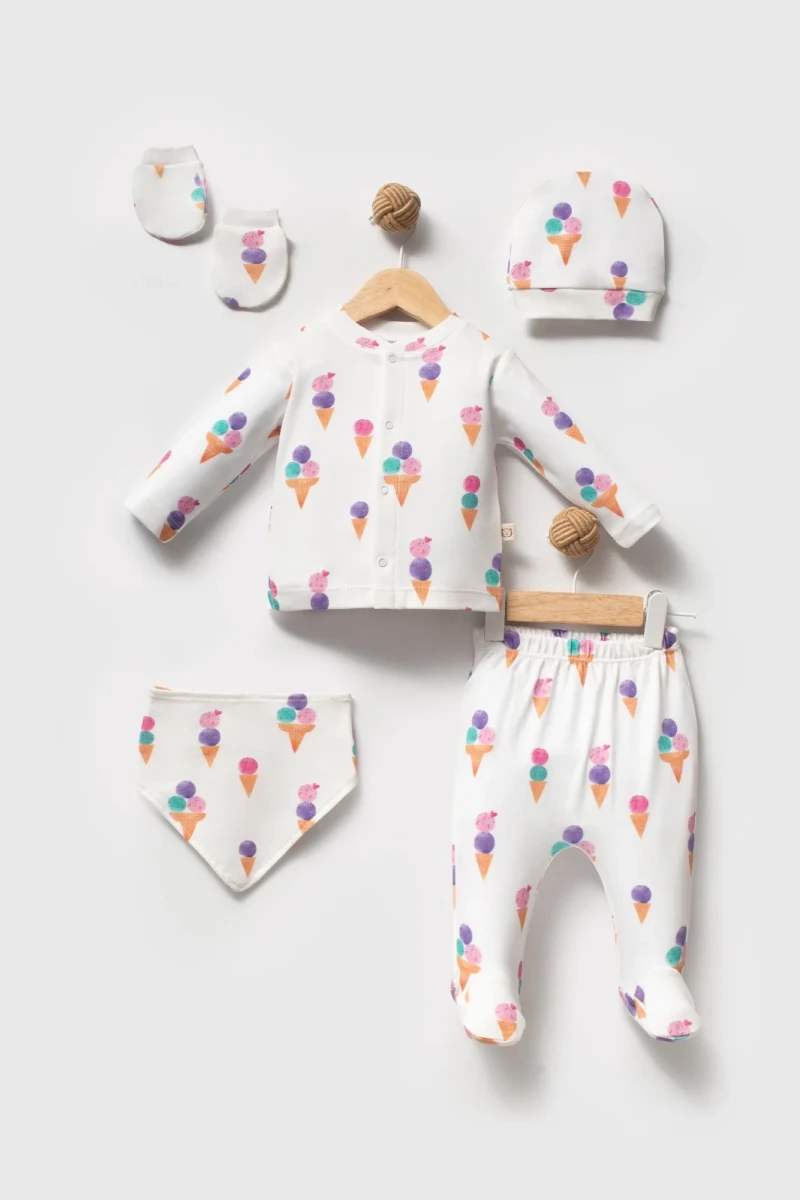 DONDURMA BASKILI 5 Lİ BEBE ZIBIN SET 85