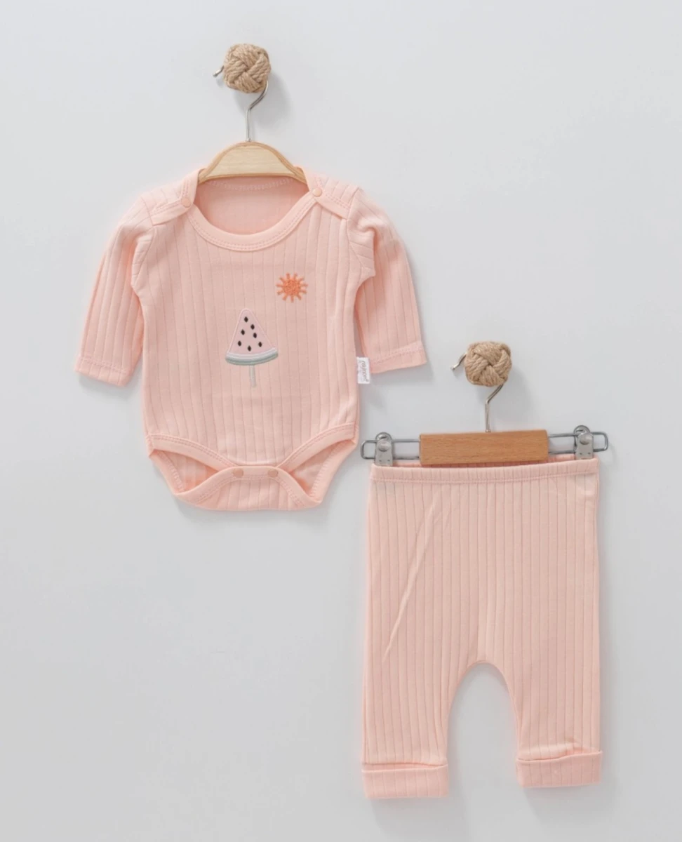 DONDURMA NAKIŞLI KIZ BEBE İKİLİ BADY TAKIM 2432