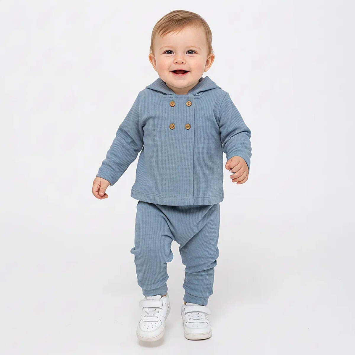 DÜĞME DETAYLI İNTERLOK 3 LÜ ERKEK BEBE TAKIM 26203
