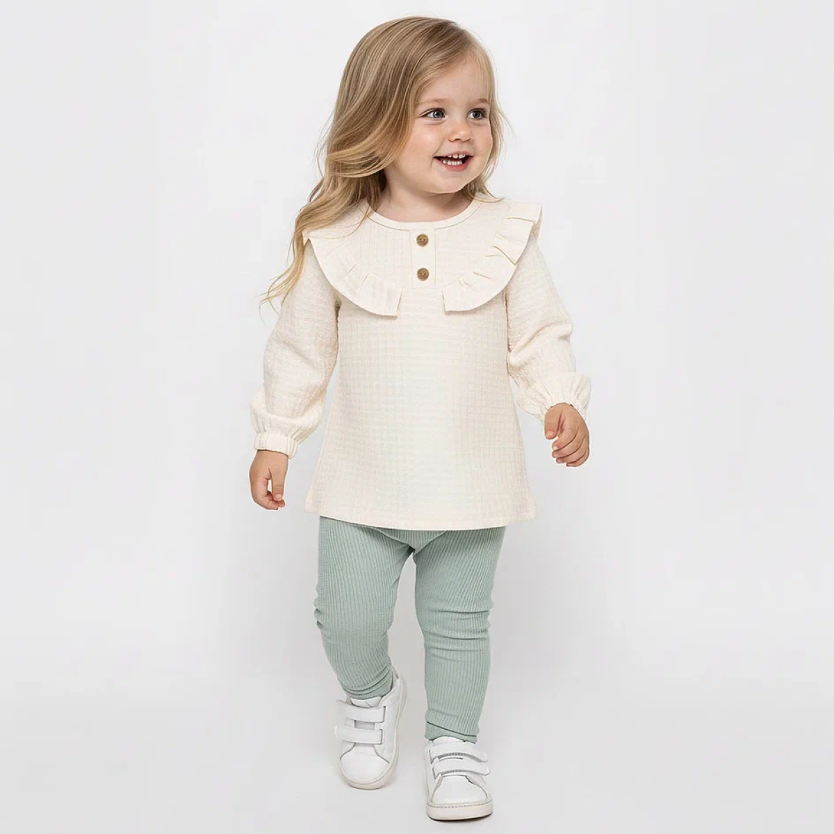 DÜĞMELİ İNTERLOK KIZ BEBE TAKIM 26797