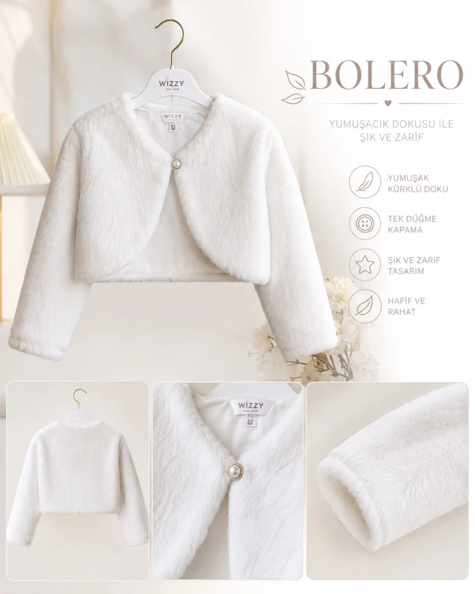  DÜĞMELİ KIZ ÇOCUK BOLERO 3677 