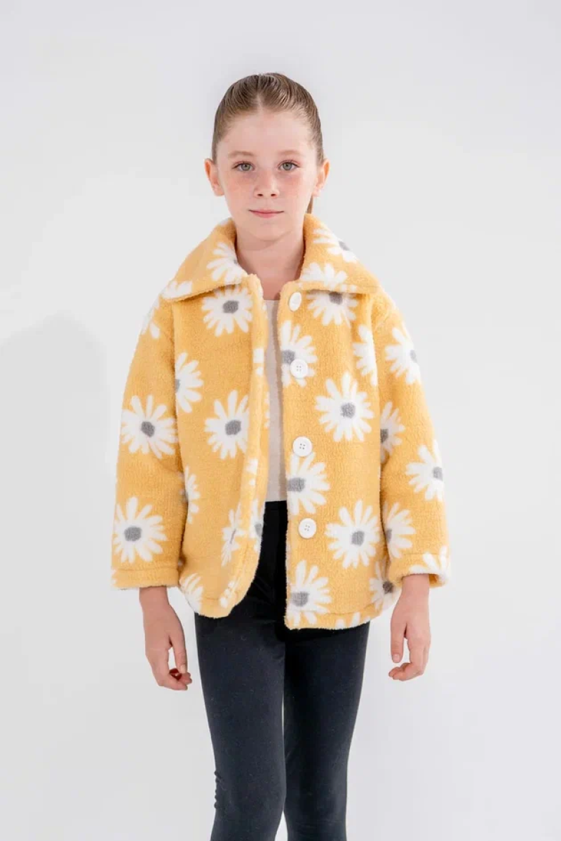 DÜĞMELİ PAPATYA POLAR KIZ ÇOCUK HIRKA 6290