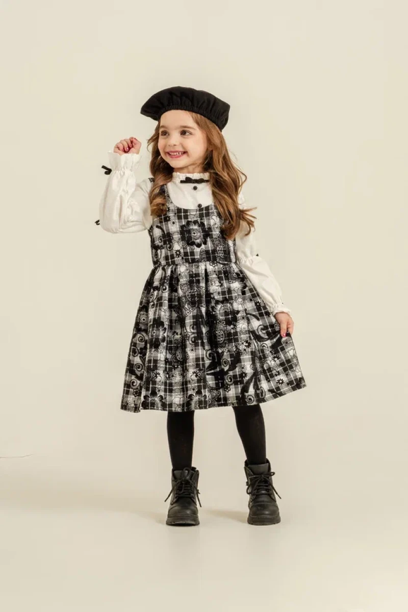 EKOSELİ ŞAPKALI KIZ ÇOCUK  ELBİSE 6521