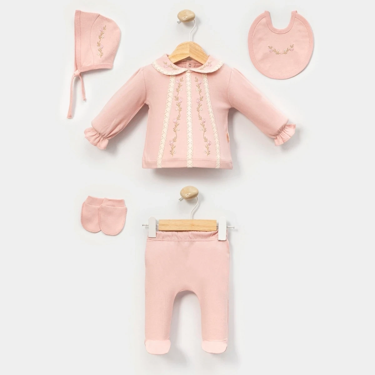 EL İŞİ NAKIŞLI KIZ BEBE 5 Lİ ZIBIN SET 2132