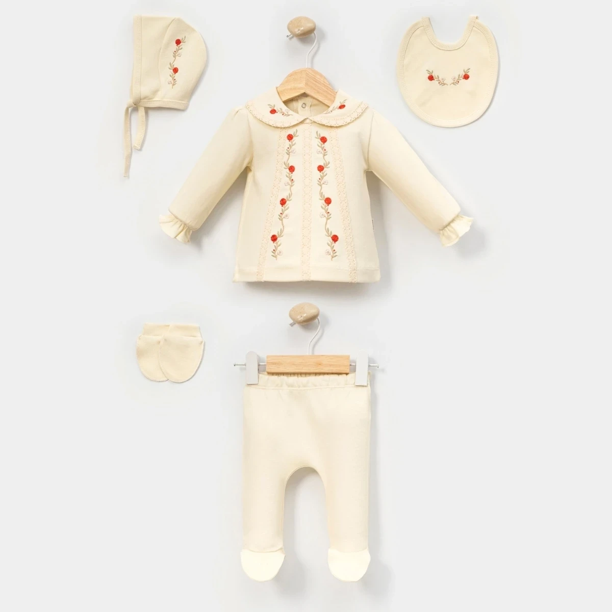 EL İŞİ NAKIŞLI KIZ BEBE 5 Lİ ZIBIN SET 2132
