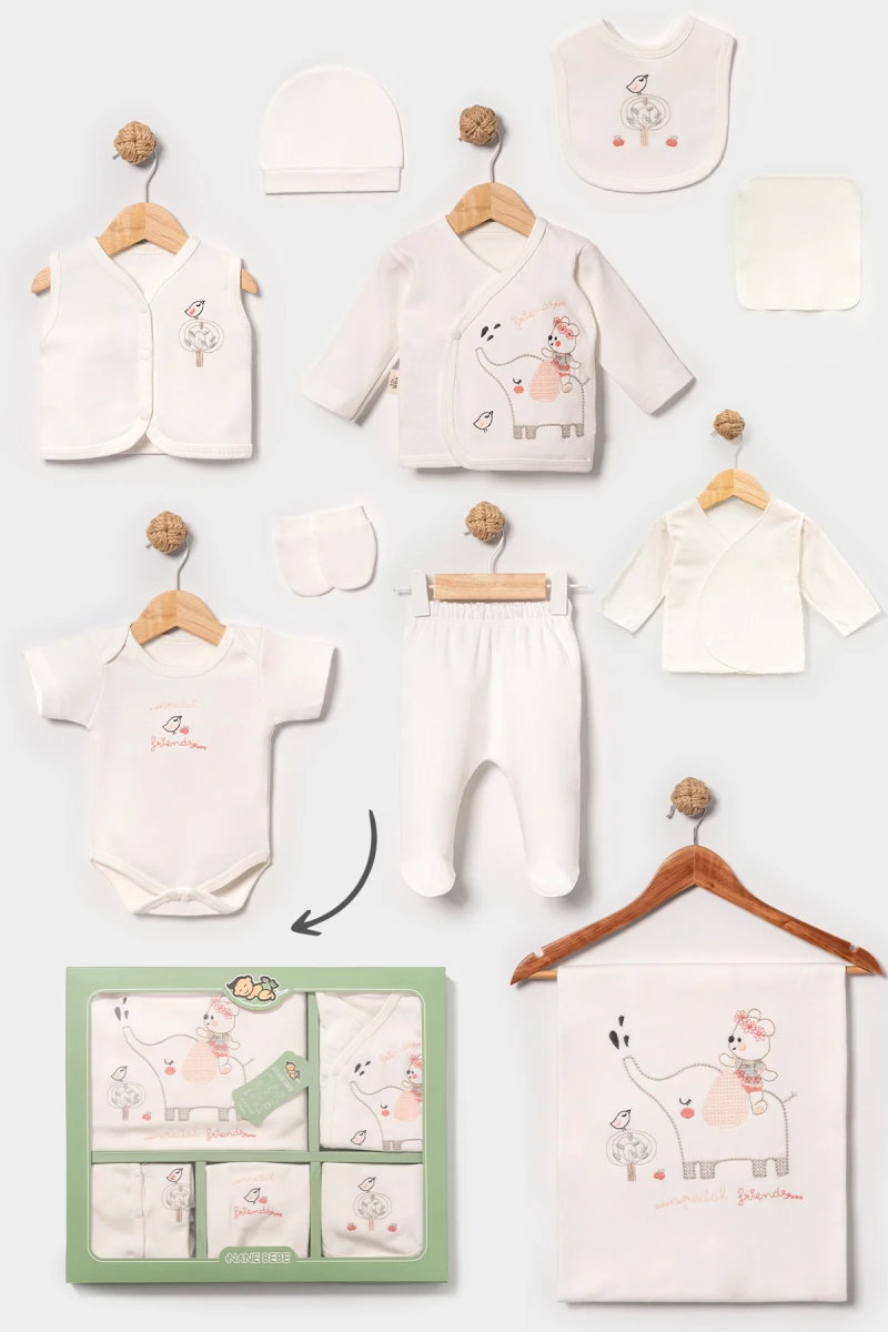 ELEPHANT PAMUKLU KIZ BEBE 10 LU ZIBIN SET 3036