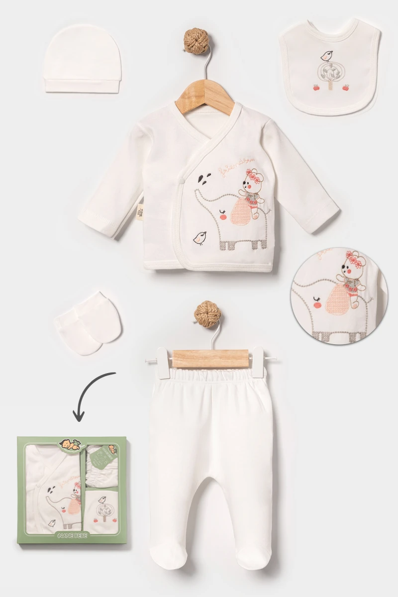 ELEPHANT PAMUKLU KIZ BEBE 5 Lİ ZIBIN SET 3046