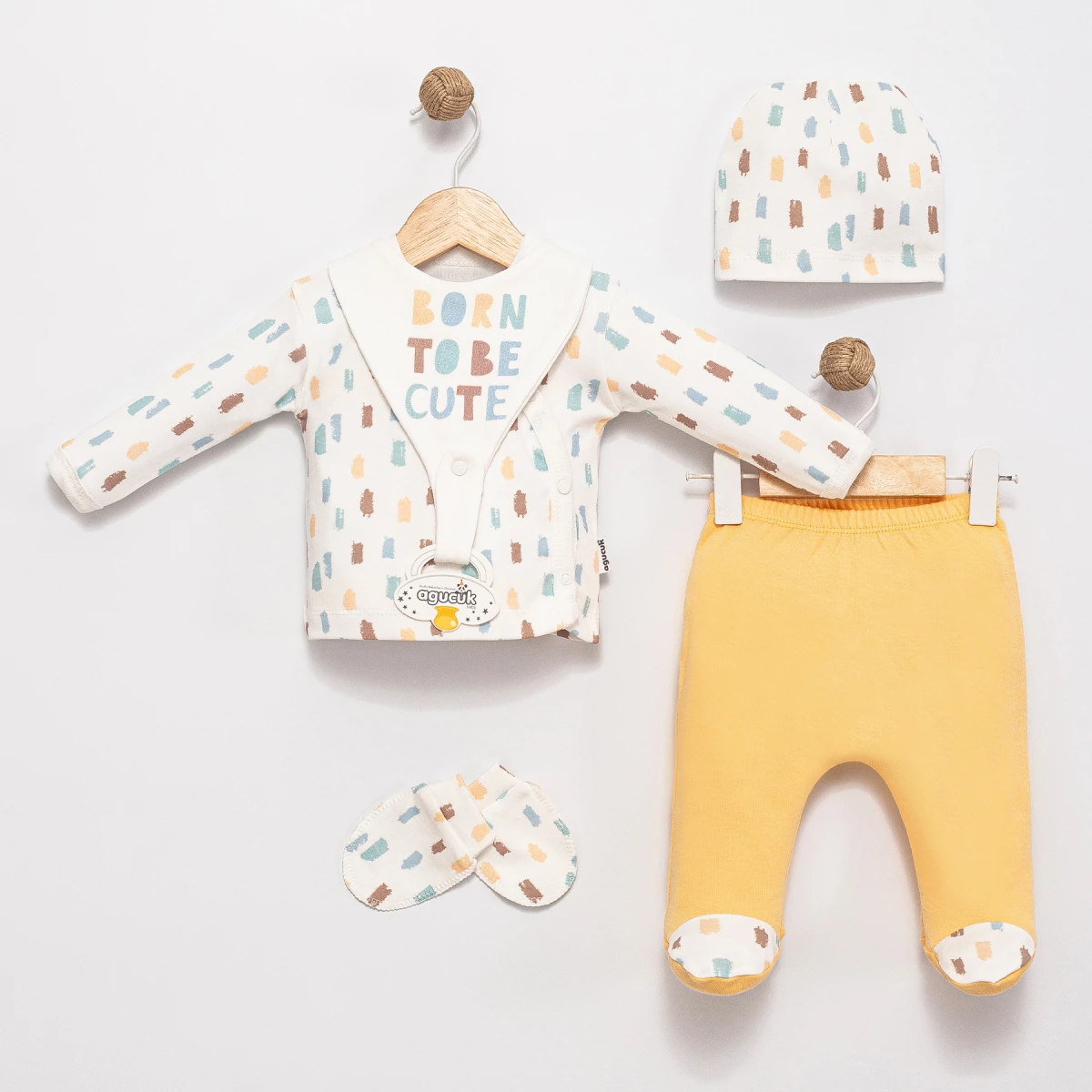 EMZİK DETAYLI 5 Lİ ERKEK BEBE ZIBIN TAKIMI 10178
