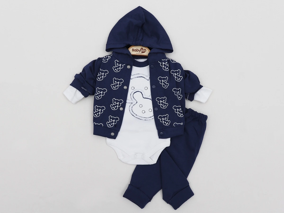 ERKEK BEBE 3 LÜ KAPŞONLU TAKIM 1522