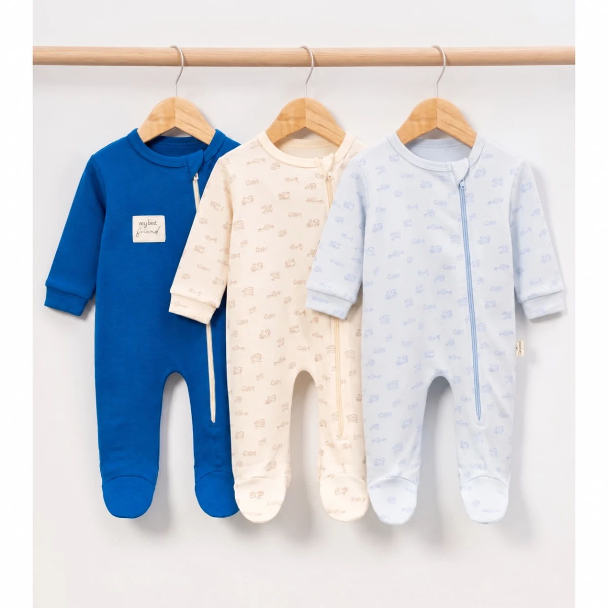 EV DESENLİ PAMUKLU 3 LÜ ERKEK BEBE TULUM 1171