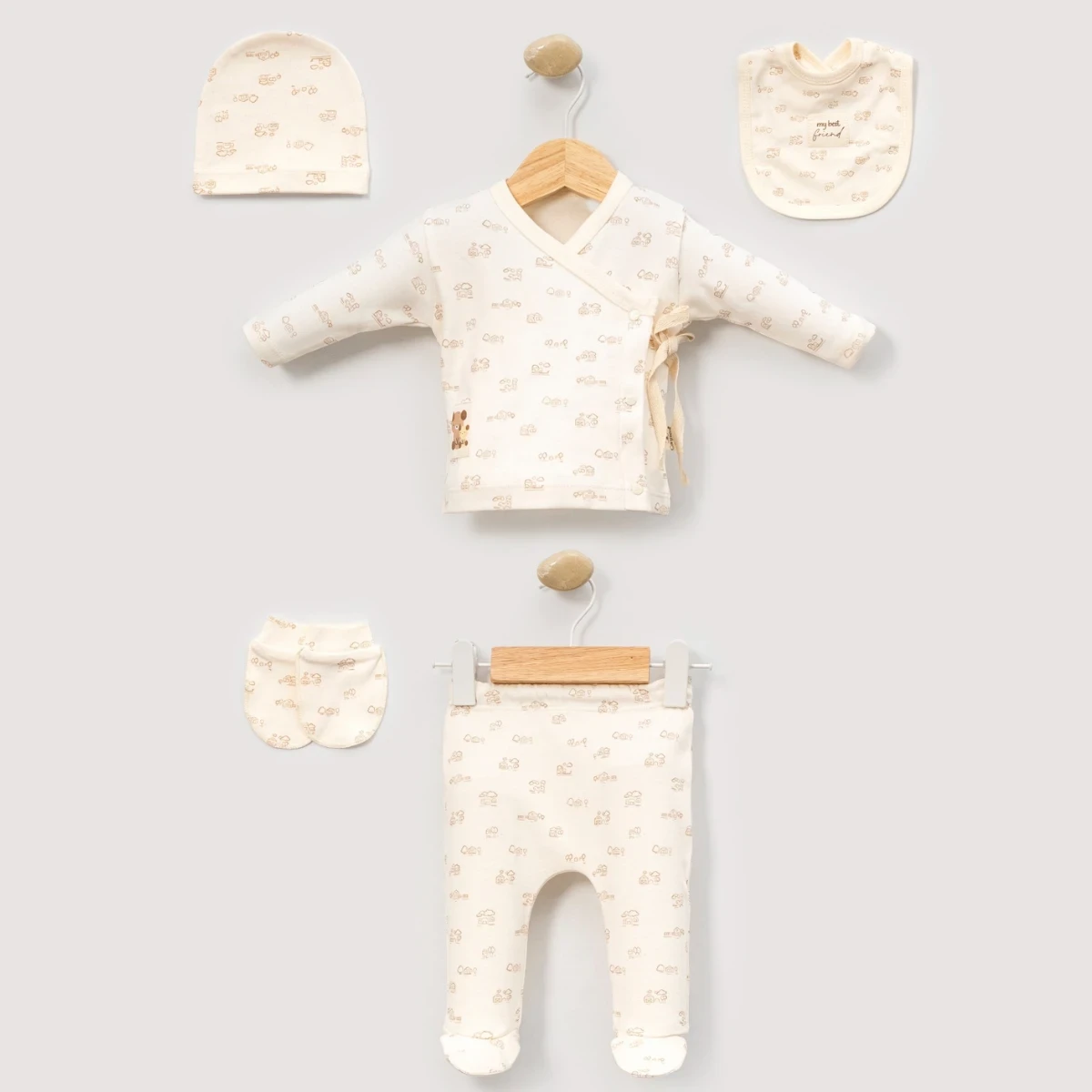 EV DESENLİ PAMUKLU 5 Lİ BEBE ZIBIN SET 2130