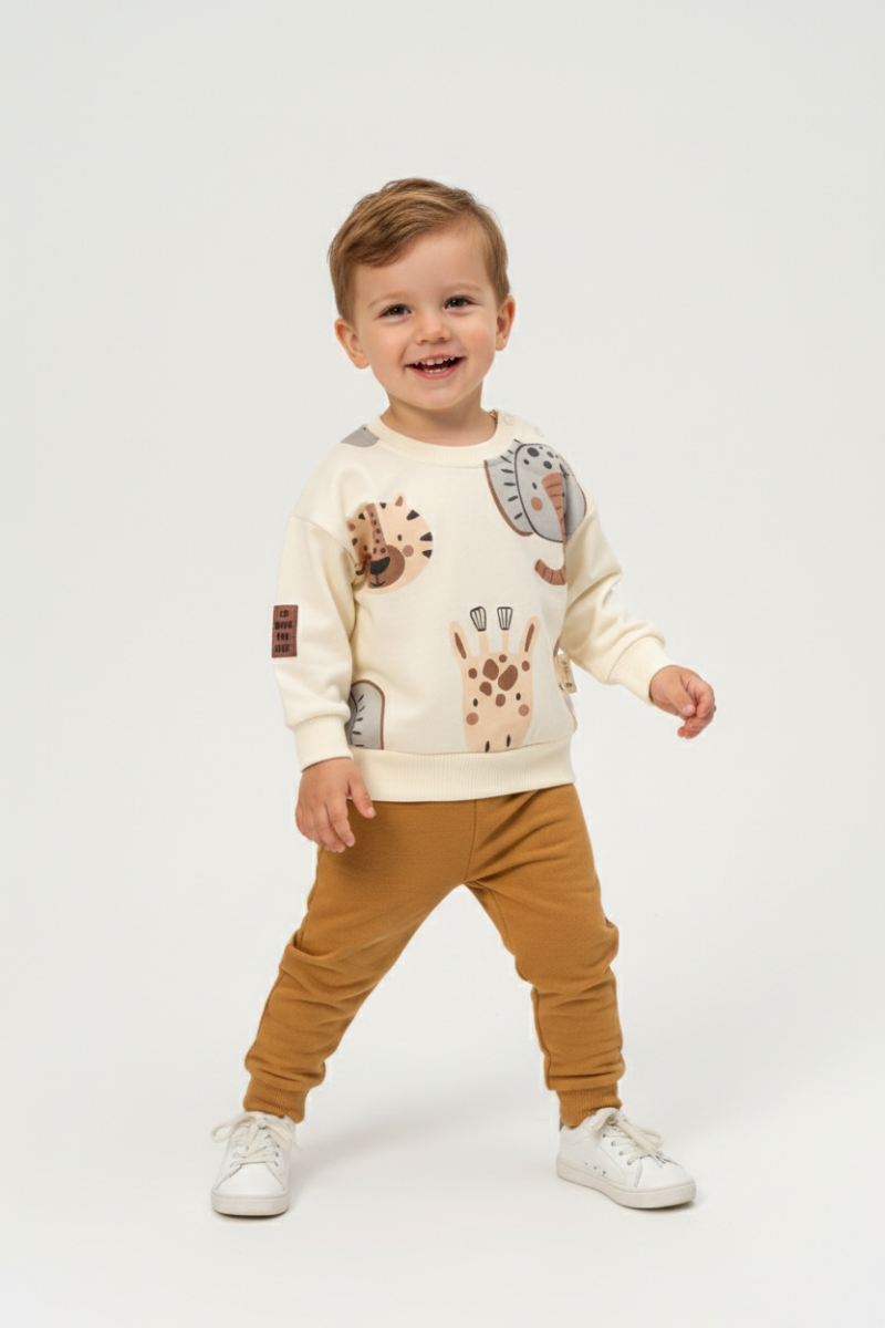FİL BASKILI İKİLİ ERKEK BEBE TAKIM 3073