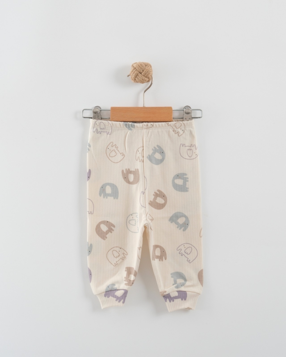 FİL BASKILI MANŞETLİ BEBE TEK ALT 2260