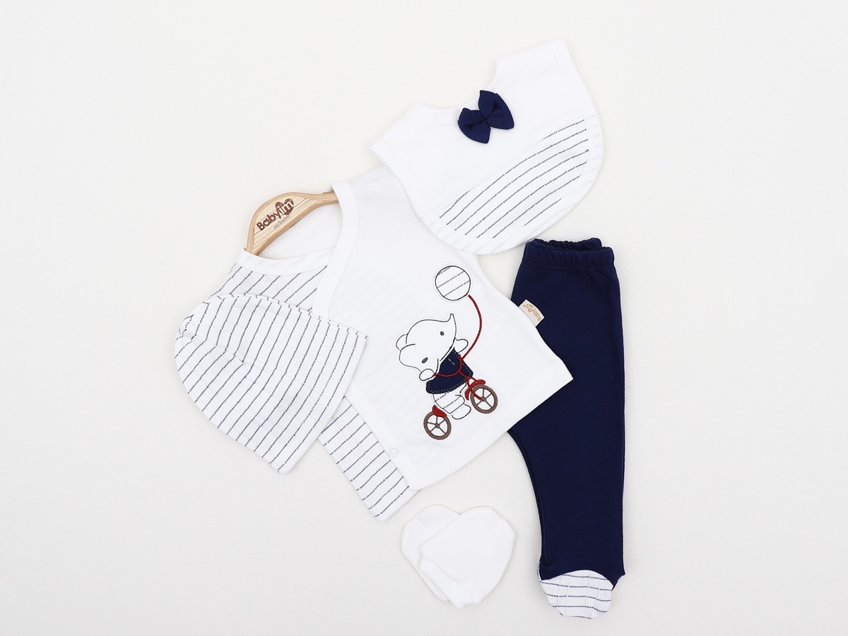 FİL NAKIŞLI 5 Lİ BEBE ZIBIN TAKIM 2296