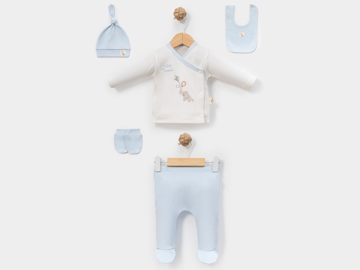 FİLLİ NAKIŞLI 5 Lİ BEBE ZIBIN SET 2106