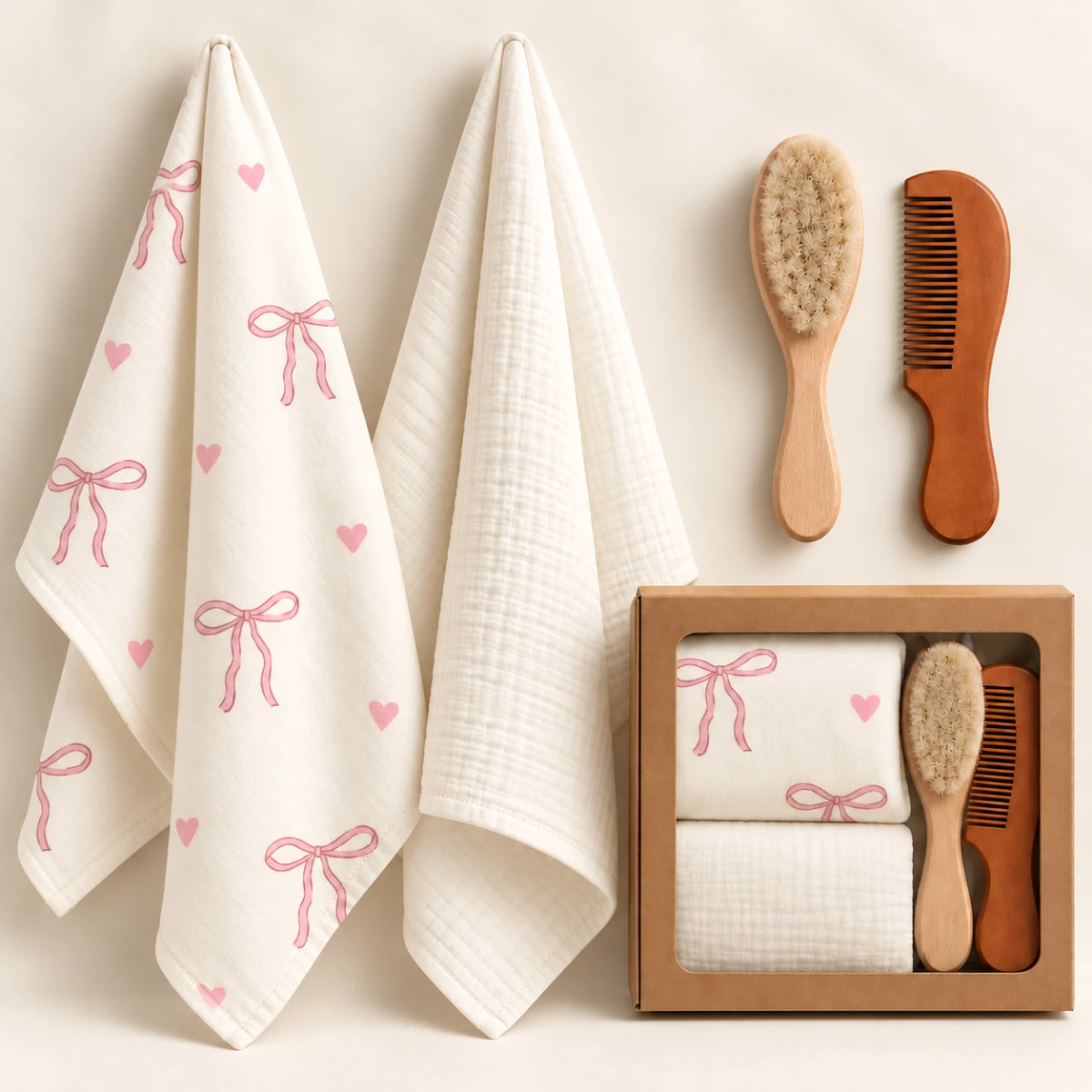 FIRÇA VE TARAK AKSESUARLI 2 Lİ BEBE BATTANİYE SET B013