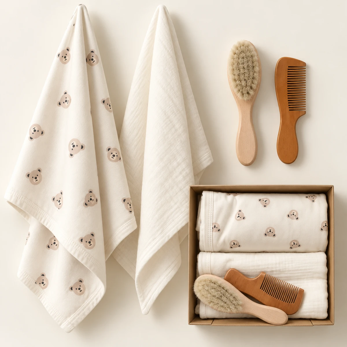 FIRÇA VE TARAK AKSESUARLI 2 Lİ BEBE BATTANİYE SET B014