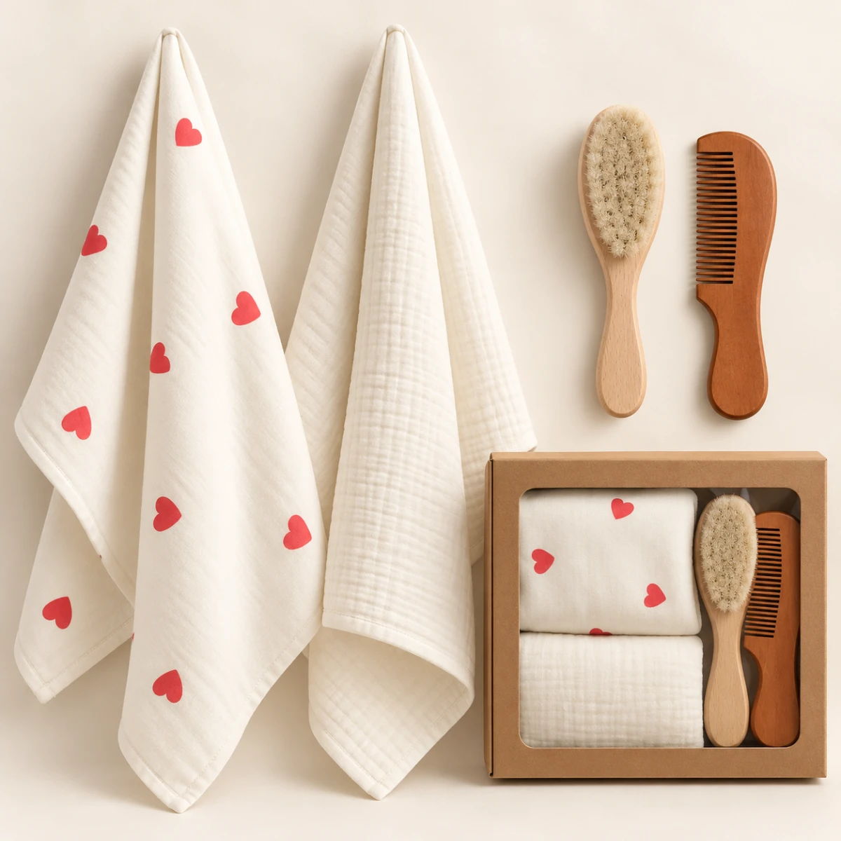 FIRÇA VE TARAK AKSESUARLI 2 Lİ BEBE BATTANİYE SET B017