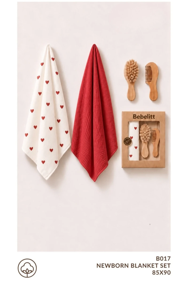 FIRÇA VE TARAK AKSESUARLI 2 Lİ BEBE BATTANİYE SET B017 B017