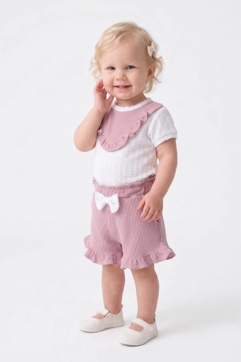 FIRFIR VE FİYONK DETAYLI 2'Lİ KIZ BEBE TAKIM 1002