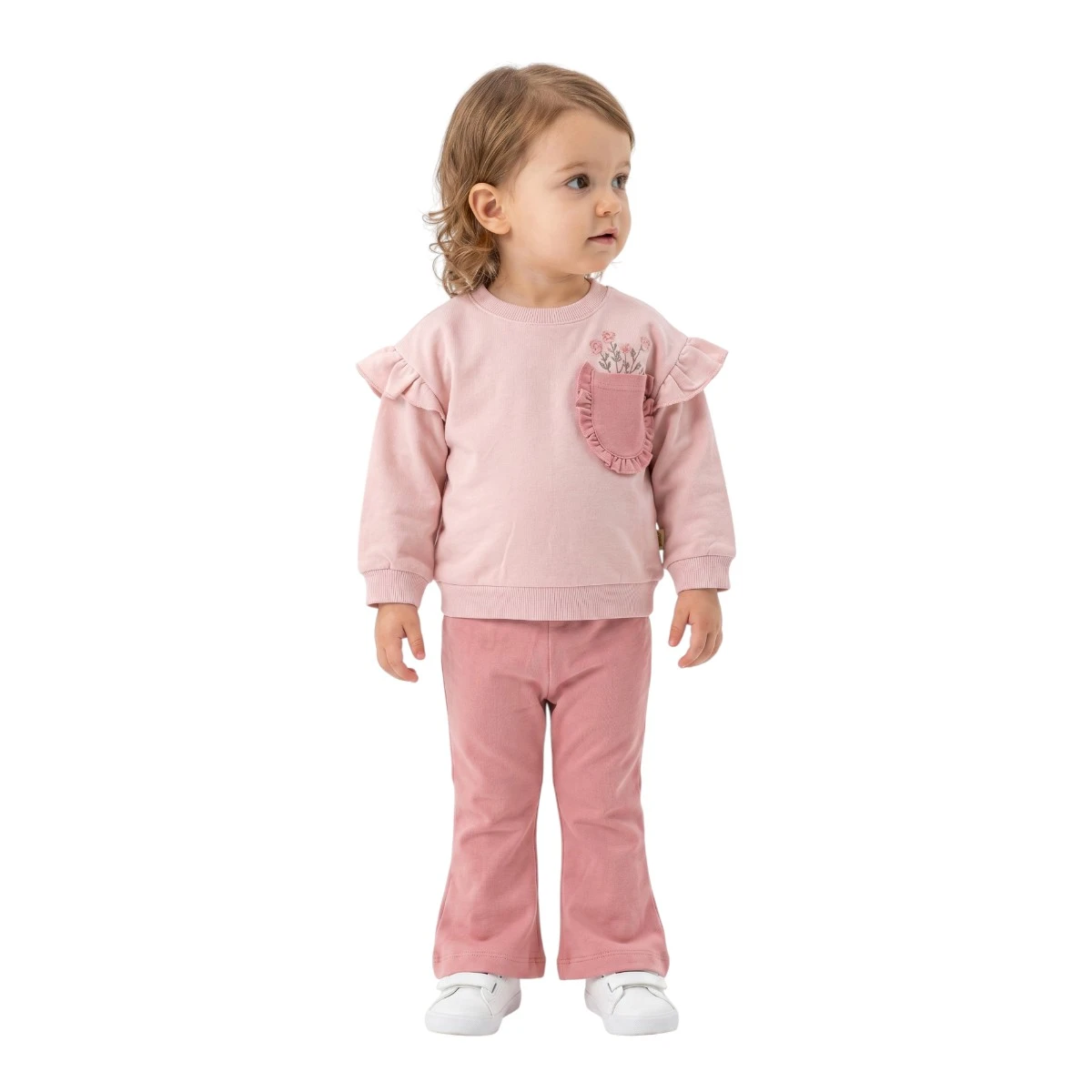 FIRFIRLI CEP ÇİÇEK NAKIŞLI 2 Lİ KIZ BEBE TAKIM 1799