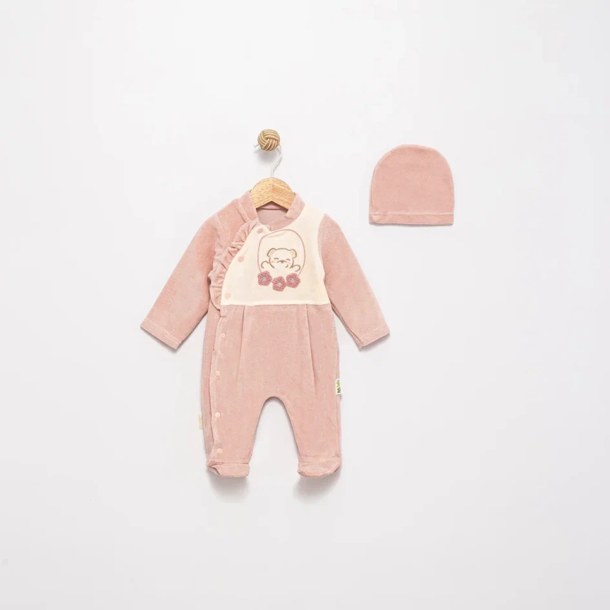 FIRFIRLI ÇİÇEKLİ KADİFE BEBE TULUM 1302