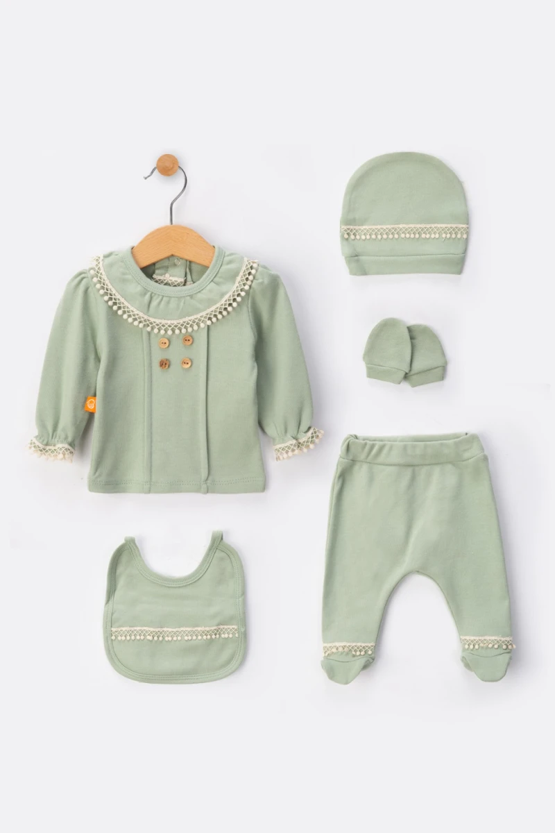 FIRFIRLI DANTELLİ KIZ BEBE 5 Lİ ZIBIN TAKIM 6247
