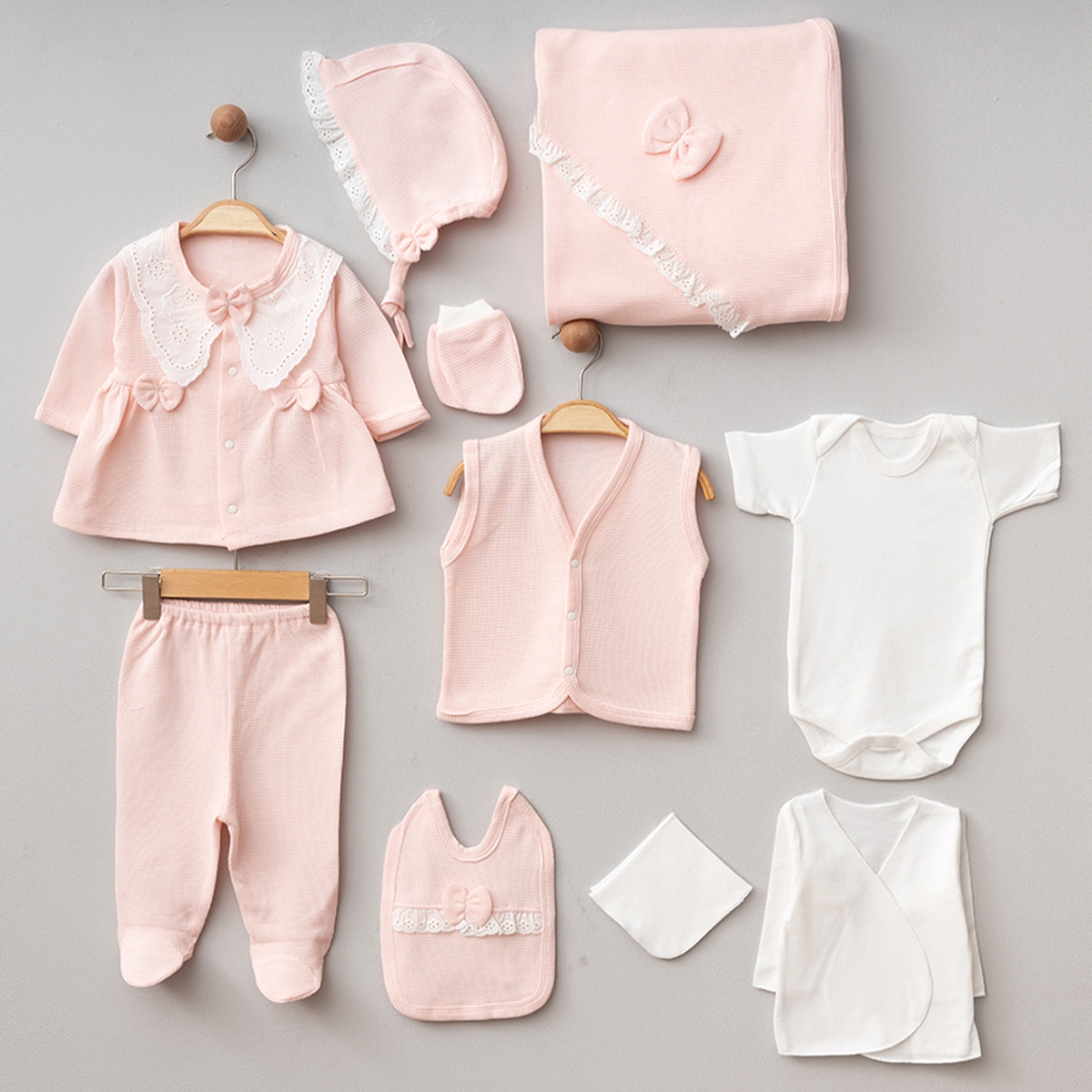 FİSTO DETAYLI WAFFLE KIZ BEBE 10 LU ZIBIN SET 610