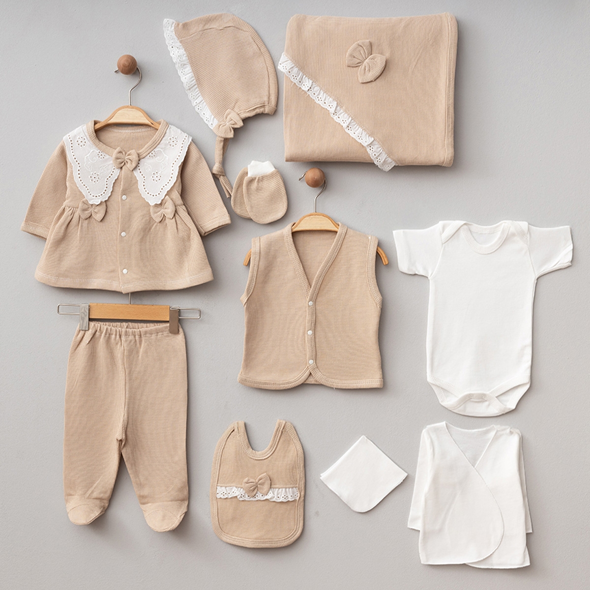 FİSTO DETAYLI WAFFLE KIZ BEBE 10 LU ZIBIN SET 610