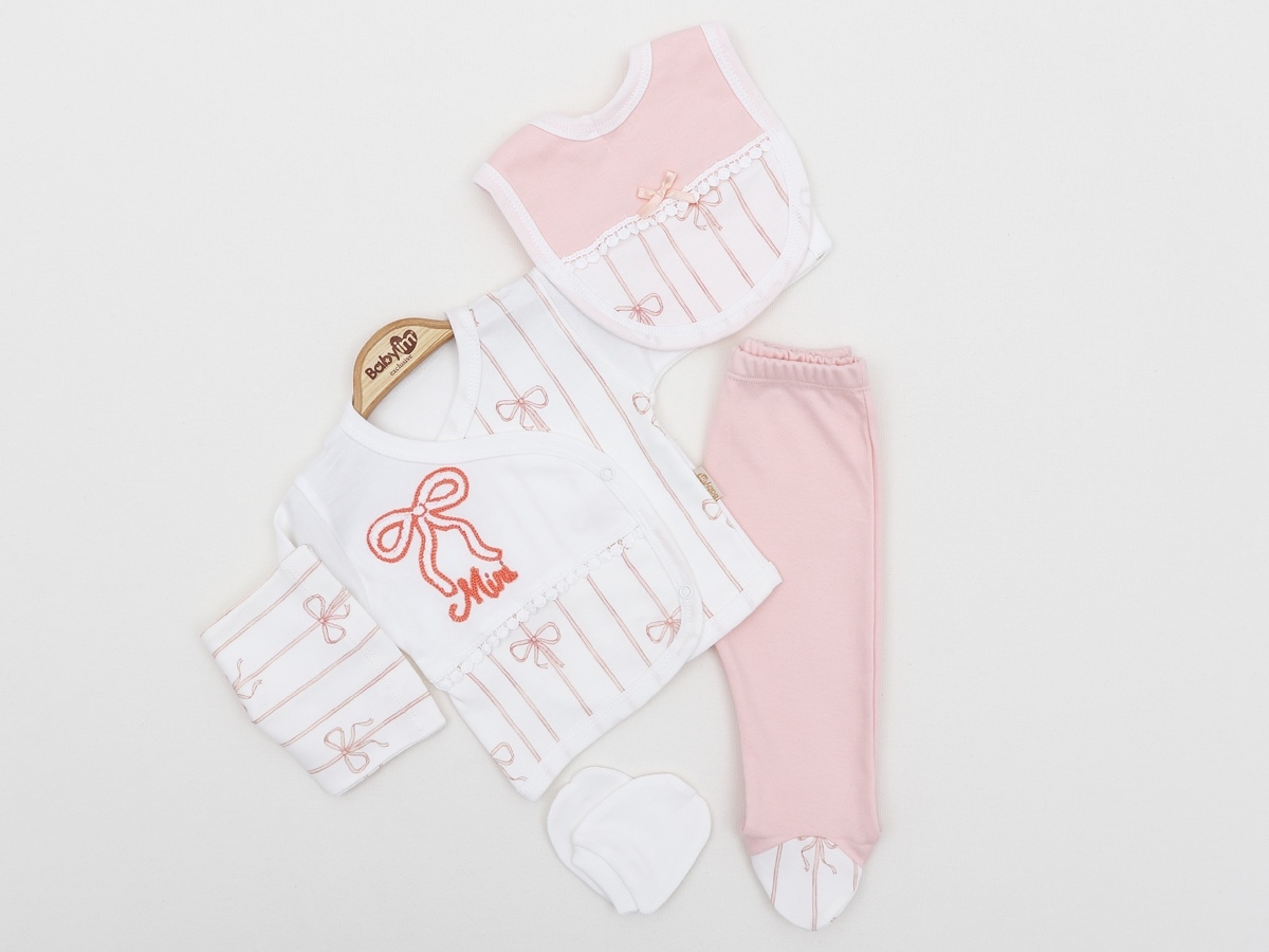 FİYONK BASKI VE NAKIŞLI 5 Lİ BEBE ZIBIN TAKIM 2302