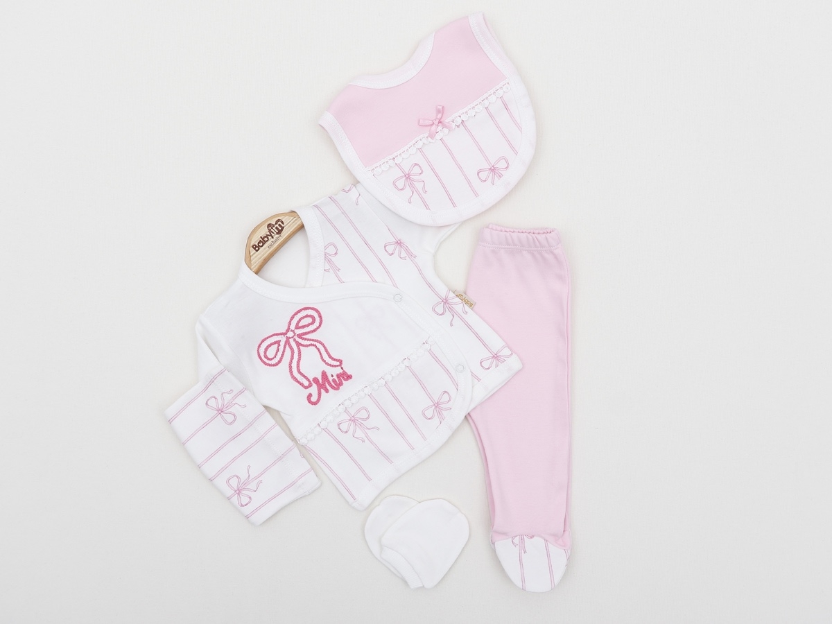 FİYONK BASKI VE NAKIŞLI 5 Lİ BEBE ZIBIN TAKIM 2302