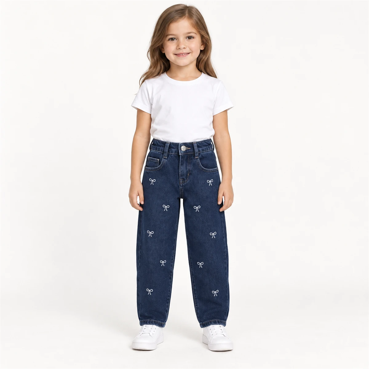 FİYONK NAKIŞ BAGGY DENİM KIZ ÇOCUK PANTOLON 57862