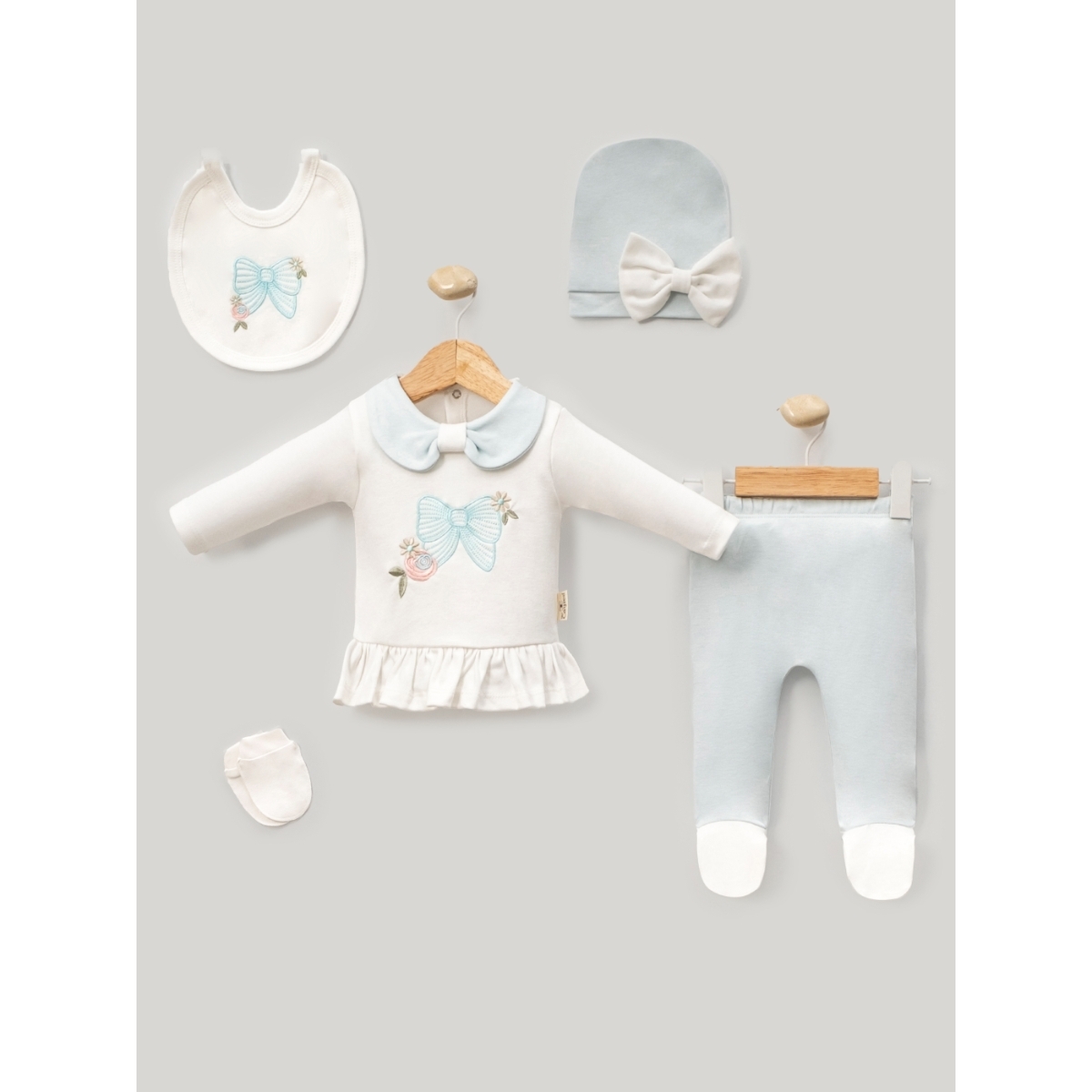 FİYONK NAKIŞLI 5 Lİ BEBE ZIBIN SET 2098