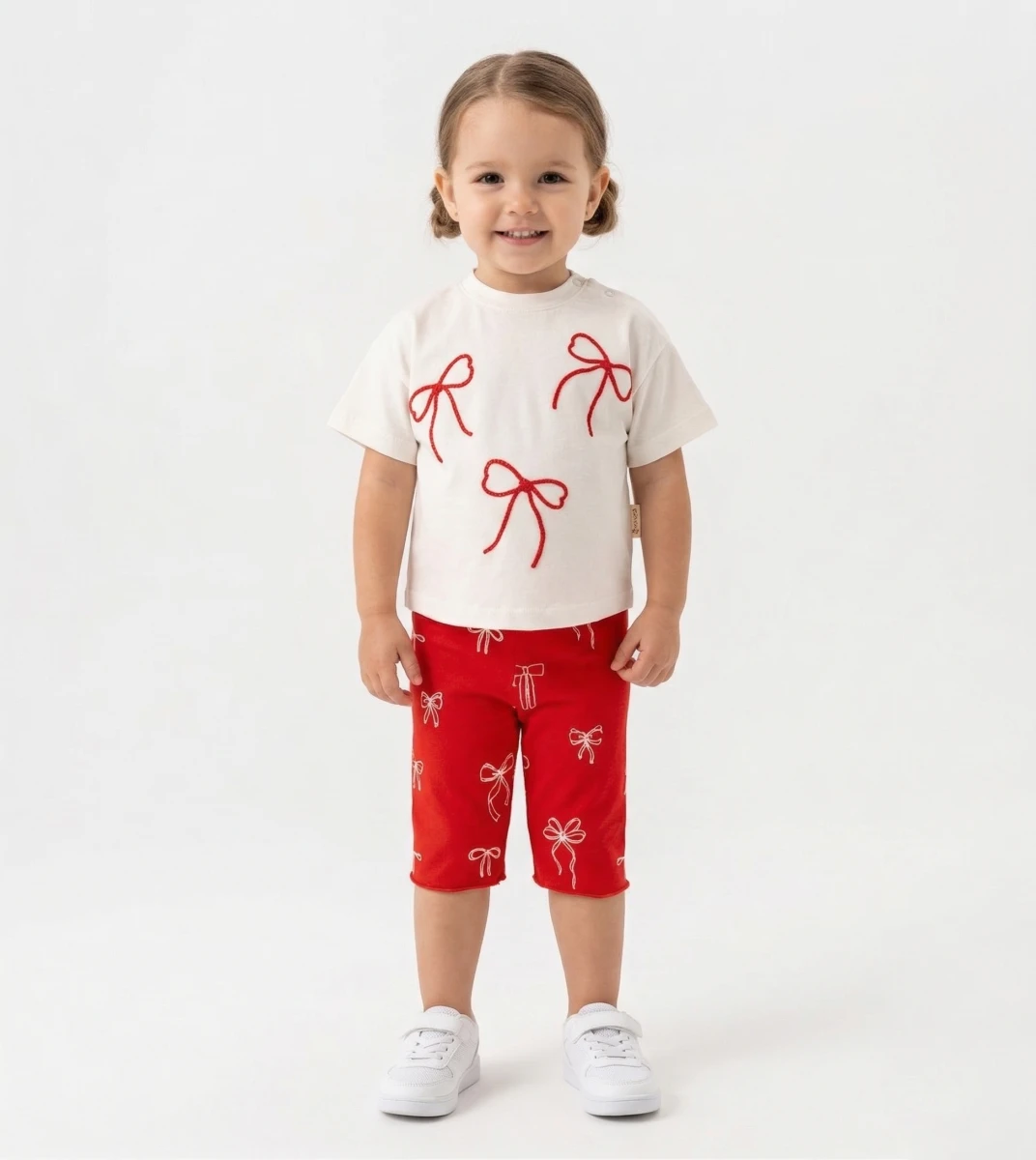 FİYONK NAKIŞLI İKİLİ KIZ BEBE TAKIM 3114