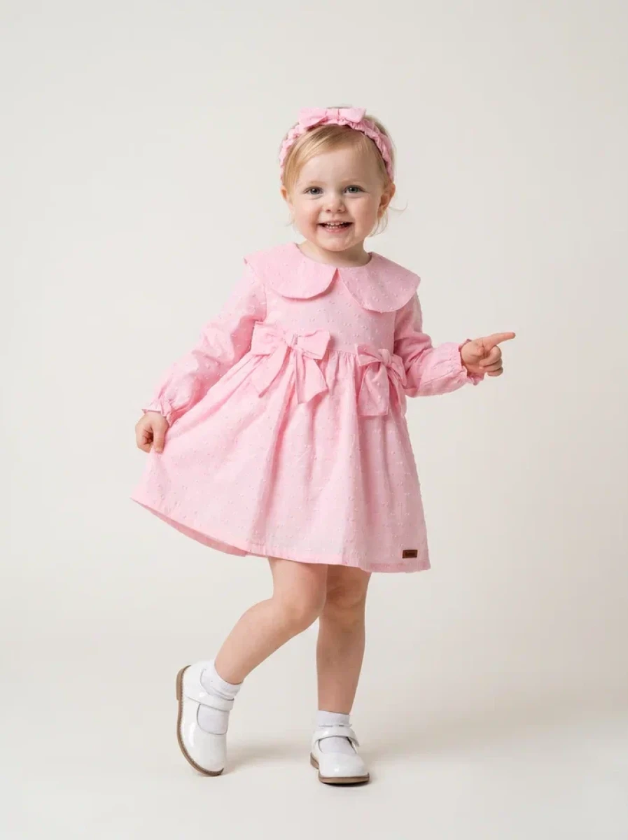 FİYONKLU BEBE YAKA ELBİSE 26114