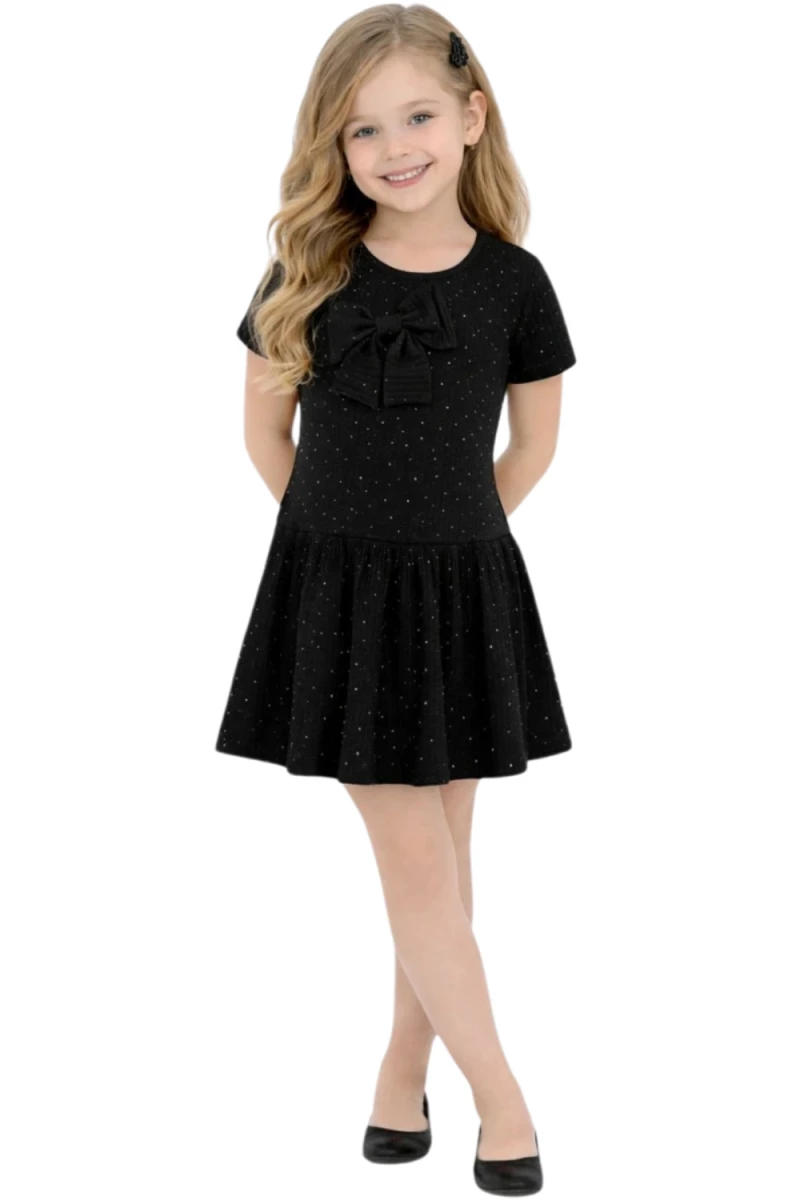 FİYONKLU TAŞ İŞLEMELİ KIZ ÇOCUK ELBİSE 30452