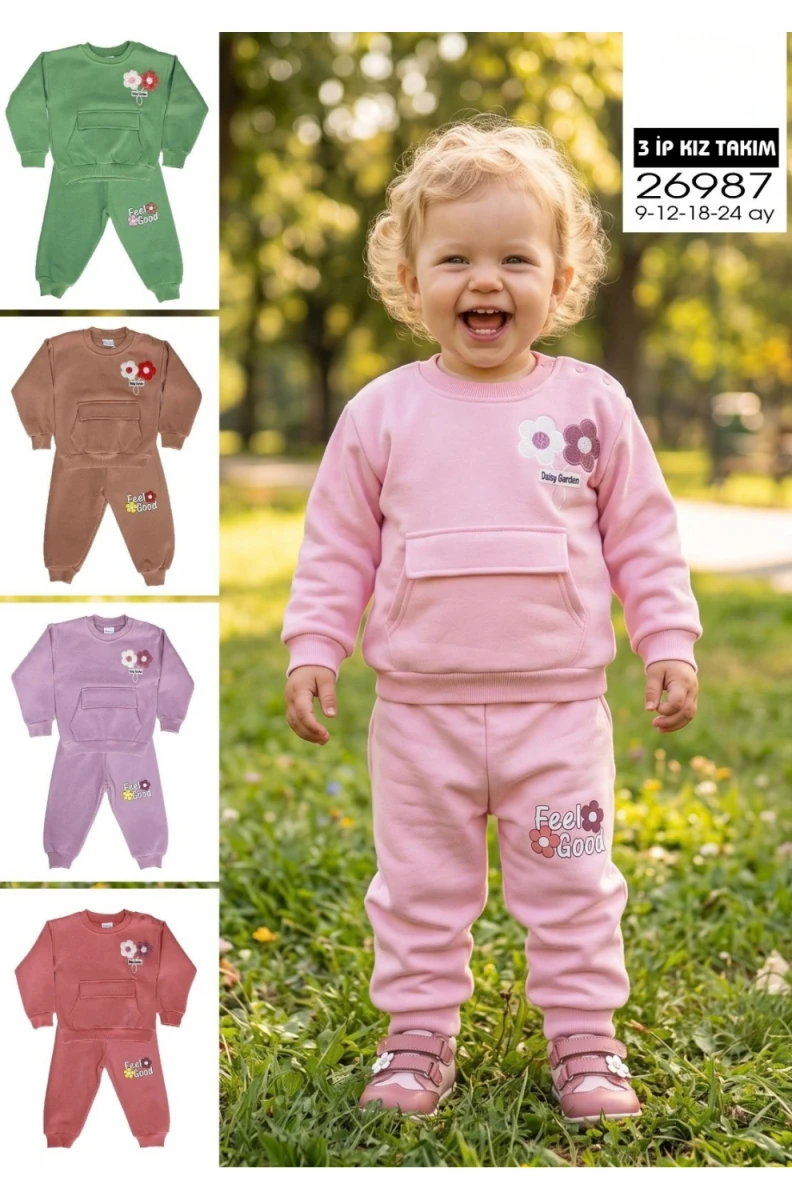 FLOWER 3 İP KIZ BEBE TAKIM 26987