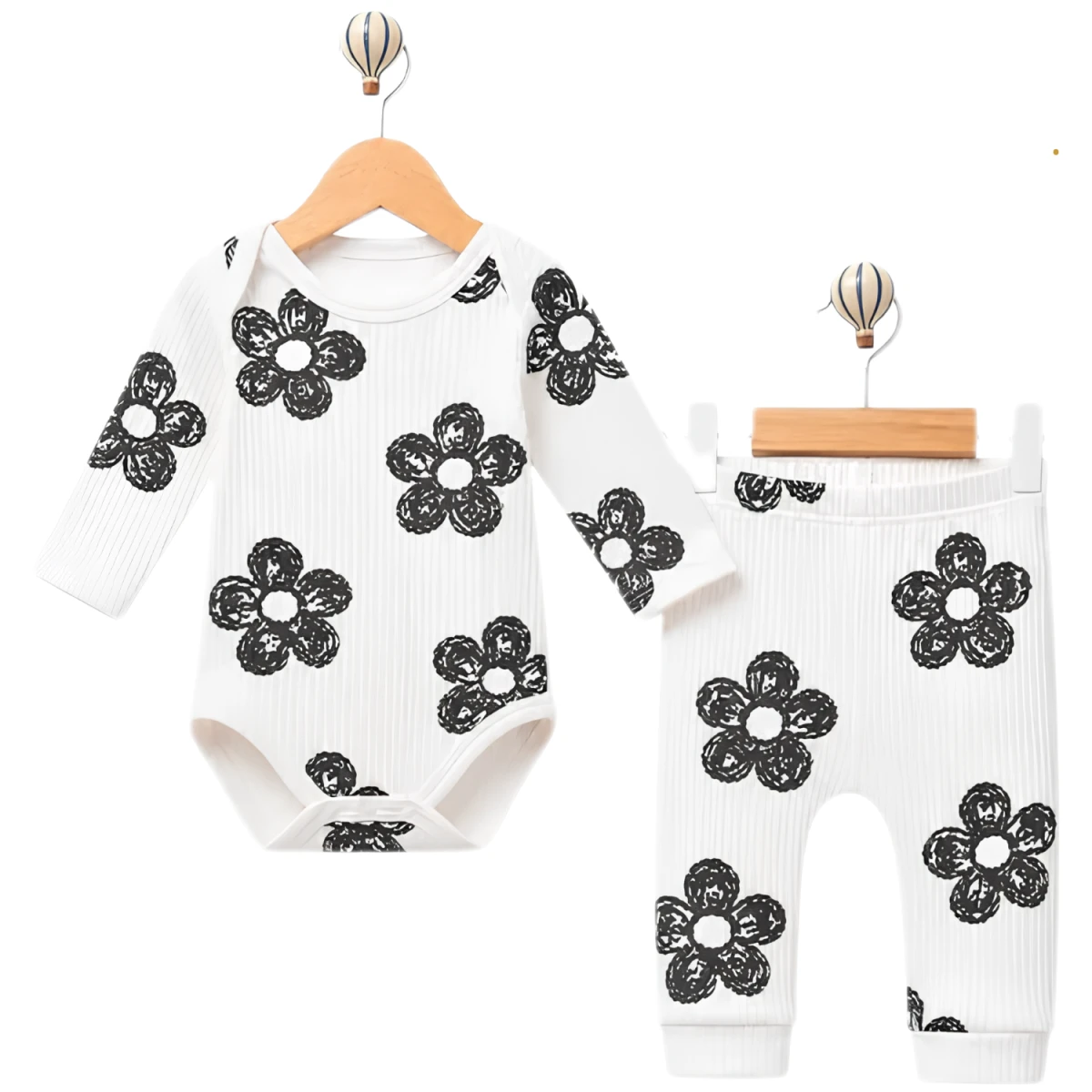 FLOWER PAMUKLU BADİLİ 2 Lİ BEBE TAKIM 50166