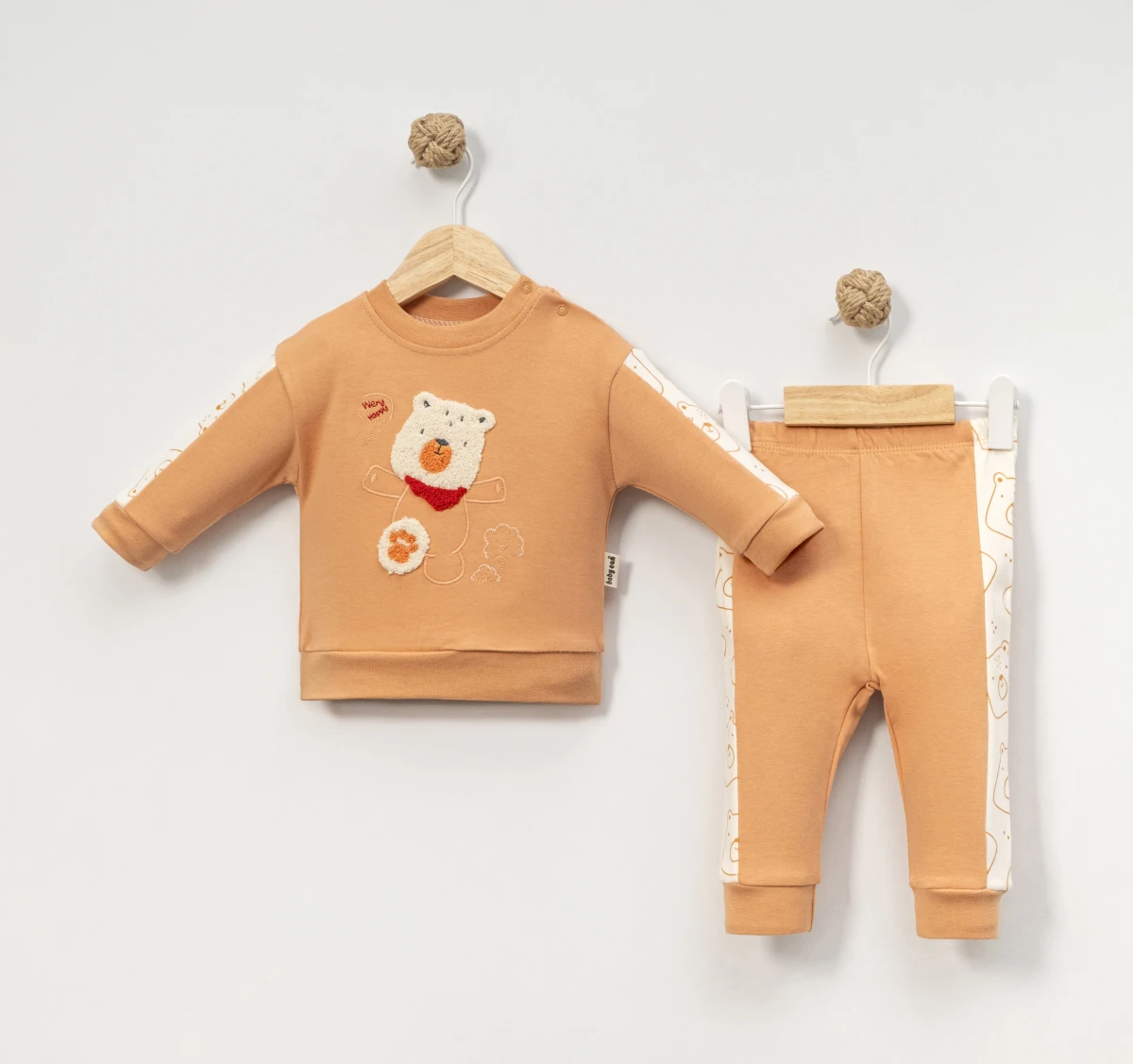 FULARLI AYI NAKIŞLI 2 Lİ ERKEK BEBE TAKIM 2128