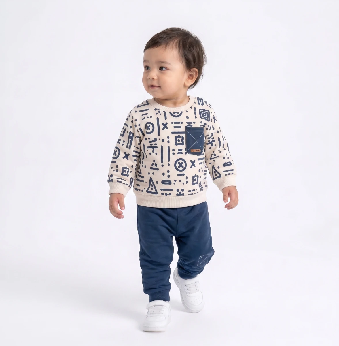 GEOMETRİK BASKILI 3 İP ERKEK BEBE TAKIM 57073